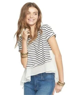 French Kiss Striped High Low Top